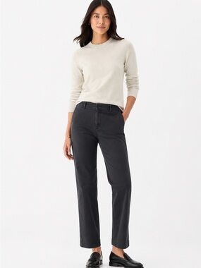 GAP Straight Khaki Pants Washed Black Gray Stretch Cotton Mid Rise Size 4 Office